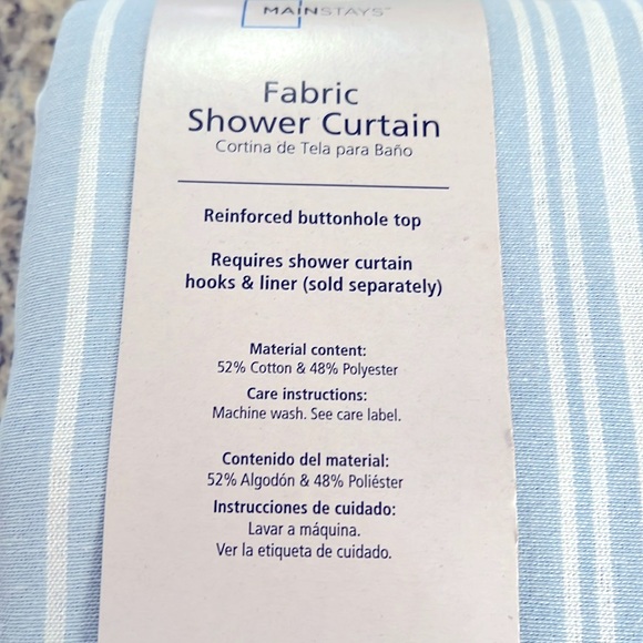 Main Stays Blue White Fabric Shower Curtains 72’ x 72’ New - Picture 5 of 6